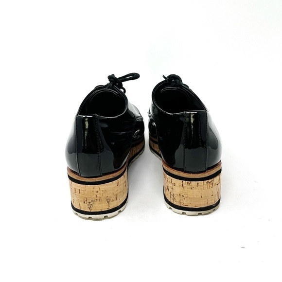 Aldo Striped Platform Black Patent Polyurethane Oxford Lace Up Almond Toe Size 7 - Picture 4 of 9